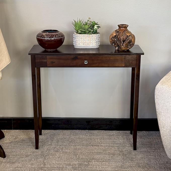 Solid Acacia Console Table w/Drawer