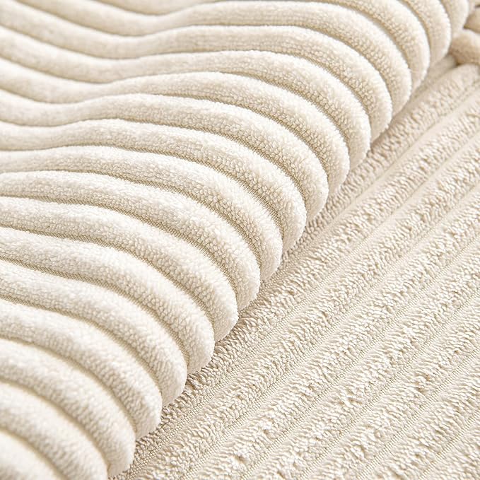 MIULEE Beige Throw Pillow Covers 18x18 Inch Set of 4 Boho Patchwork Cushion Cases Modern Farmhouse Pillow Cases with Invisible Zipper Corduroy Striped Home Decor for Couch Sofa Bedroom