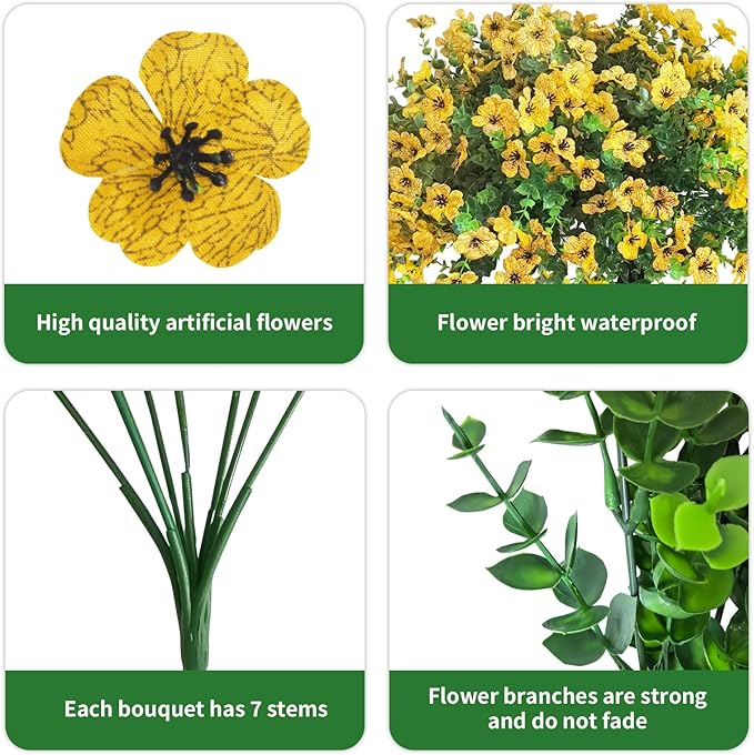 Artificial Mums for Outdoors Garden Home Fall Decor uv Resistant Outdoor Faux Plants Indoor Plastic Fake Plants Greenery Boxwood Porch Patio Fake Mums Flowers 12 Bundles Yard Decorations