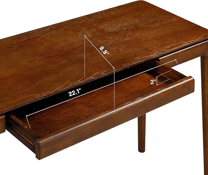 NTC Mingle Modern Wooden Rectangle Console Table with Hidden Drawer – Waterproof & Heat Resistant, Dark Walnut