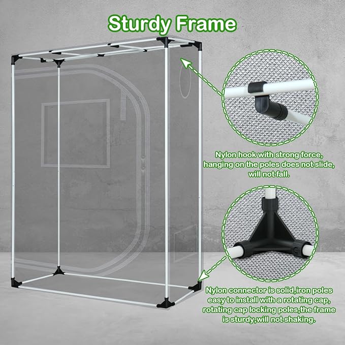 4x2 Grow Tent Plant Tent Dark Room, 600D Mylar Hydroponic 48"x24"x60" Grow Tent with Removable Floor Tray for Indoor Plant Growing