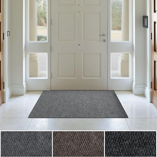 iCustomRug Spartan Weather Warrior Indoor/Outdoor Utility Berber Loop Carpet Runner with Non-Slip Thermoplastic Rubber Backing, 3ft X 4ft in Grey