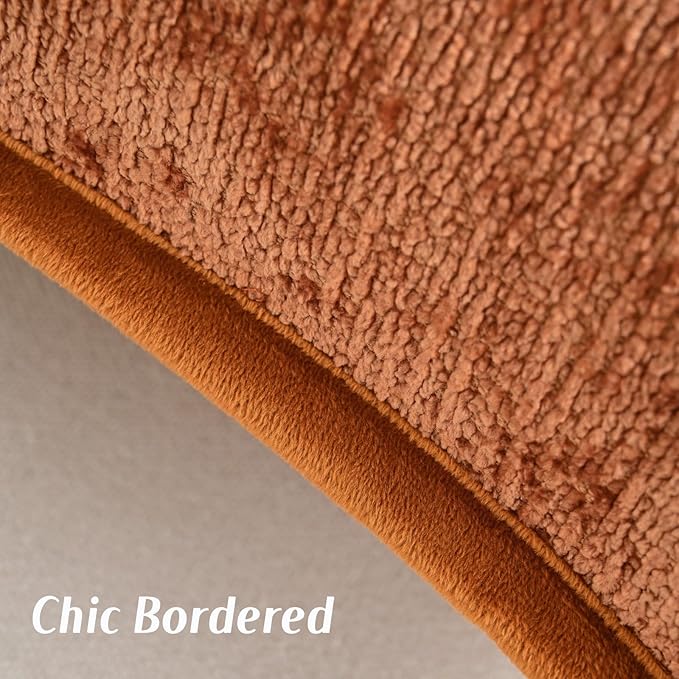 FUTEI Rust Chenille Throw Pillow Covers 16x16 Inch Set of 2,Soft Cozy Bound Edge Design Cushion Case,Home Decor for Couch Bed Living Room