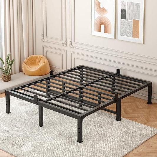 FUIOBYVV California King Bed Frame 14 Inch Tall 3500 lbs Heavy Duty Metal Platform Bed Frame California King Size No Box Spring Needed/Noise Free/Non-Slip/Easy Assembly
