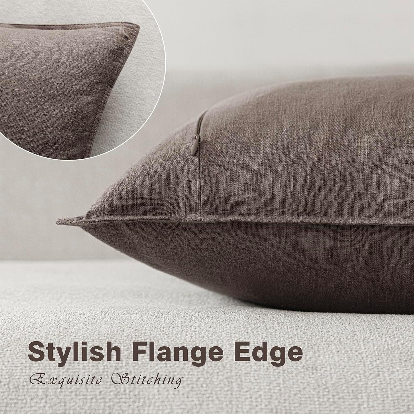 Foindtower Set of 2, Decorative Linen Soild Throw Pillow Covers Soft Accent Euro Cushion Case Farmhouse Neutral Pillowcase for Chair Couch Sofa Bedroom Living Room Home Decor 16 x 16 Inch Light coffee