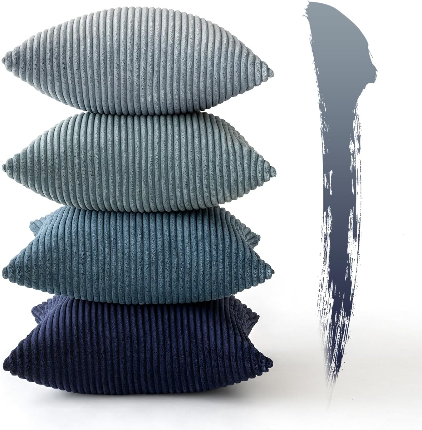 MIULEE Summer Throw Pillow Covers 18x18 Inch Set of 4 Western Neutral Decorative Cushion Covers Soft Boho Farmhouse Modern Coastal Home Decor for Couch Bed Sofa Living Room Dark Blue Navy Series