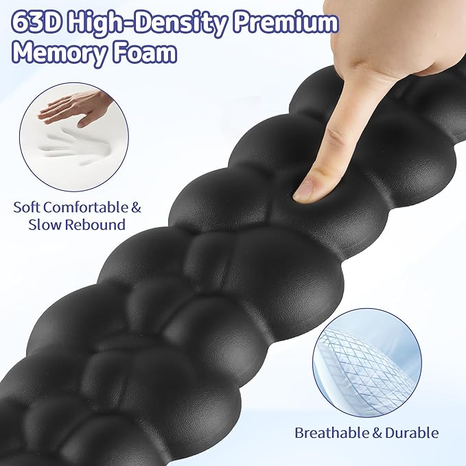 Cloud Wrist Rest Keyboard, Cloud Keyboard Wrist Pad Set with PU Leather Memory Foam, Cute Arm Rest for Palm Support, PC/Gaming Desk Accessories/Office Setup/Computer Hand Cushion - Black