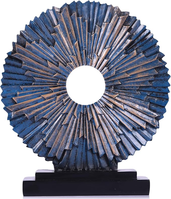 Blue Home Decor Sculpture, Above Kitchen Cabinet Decor Aesthetic, Living Room Decor Round Statue Medallion, Center Pieces Decoration for Table - Ideal Coffee Table Blue Bedroom, Office Desktop Decor