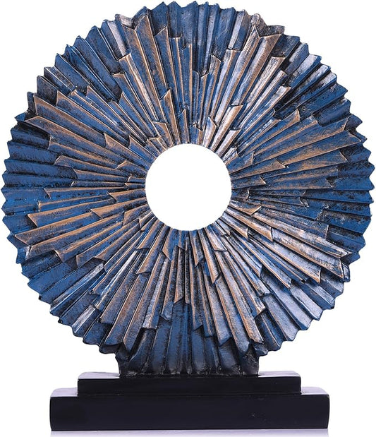 Blue Home Decor Sculpture, Above Kitchen Cabinet Decor Aesthetic, Living Room Decor Round Statue Medallion, Center Pieces Decoration for Table - Ideal Coffee Table Blue Bedroom, Office Desktop Decor