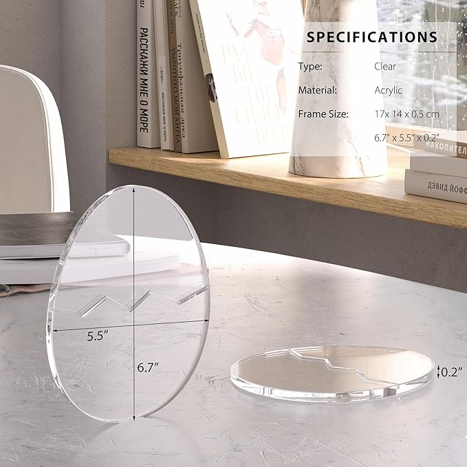 Acrylic Coaster Decorative Plates,Office Desk Accessories, Clear Dinosaur Egg Shape Coffee Cup Decor, Perfect for Tabletop Protection and Display.