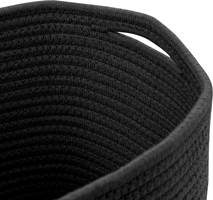 UBBCARE 3-Pack Woven Rope Shelf Baskets - 15x10x9in Decorative Storage Basket for Toys, Kids Playroom, Closet Organization & Cube Storage Organizer | Gift Basket Empty, Black