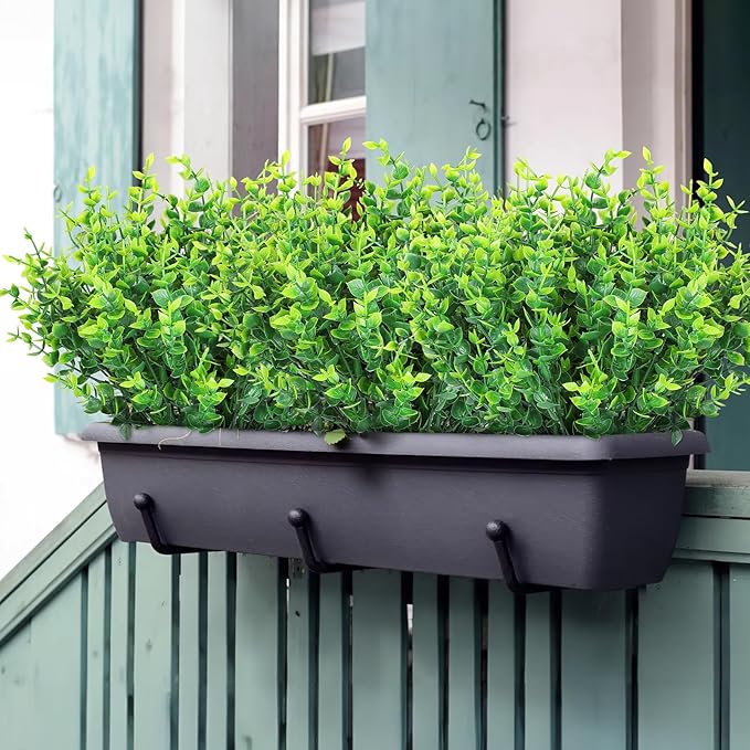 AGIRL 24 Bundles Fake Plants Greenery Stems,Artificial Plants for Outdoor,No Fade Faux Plastic Plants for Hanging Indoor,St Patricks Day Decoration Garden Porch Window Box Home Wedding Farmhouse