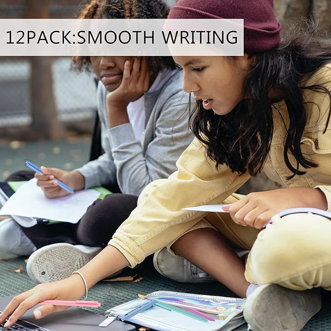 WY WENYUAN Cute Fine Point Smooth Writing Pen - Personalized Ballpoint Bulk, Flair Colorful, Black Ink 1.0 mm Journaling, Glitter Office Supplies for Women & Men, Note Taking