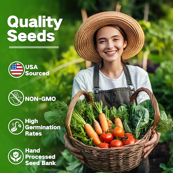 Lush&Dew Year-Round USDA Zone 4 Seed Bank, 32 Varieties Non-GMO Heirloom Seeds of Vegetables, Herbs, Gardening Gifts for Women Men, Emergency Survival Kit for Raised Garden Bed, Greenhouse