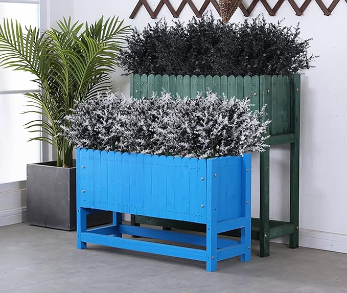 RECUTMS Black Flower,Black Decor,20 Bundles Artificial Flowers Fake Outdoor Plants Faux UV Resistant Lavender Flower Plastic Shrubs Indoor Outside Hanging Decorations (Black+White, 20 Bundles)