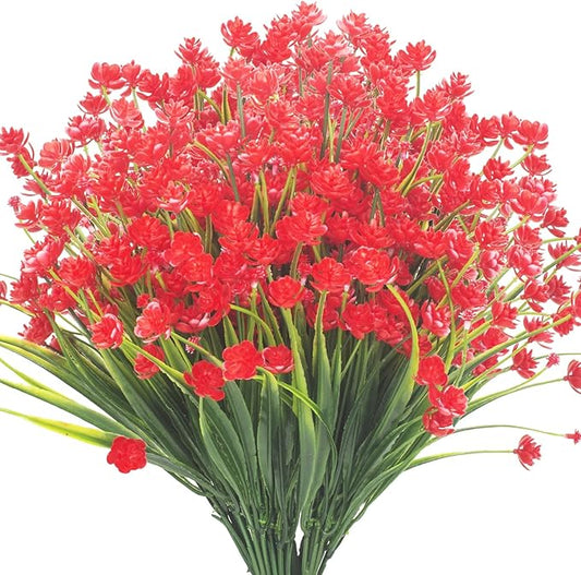 8 Bundles Artificial Daffodil Outdoors Flowers (Red-Daffodil)