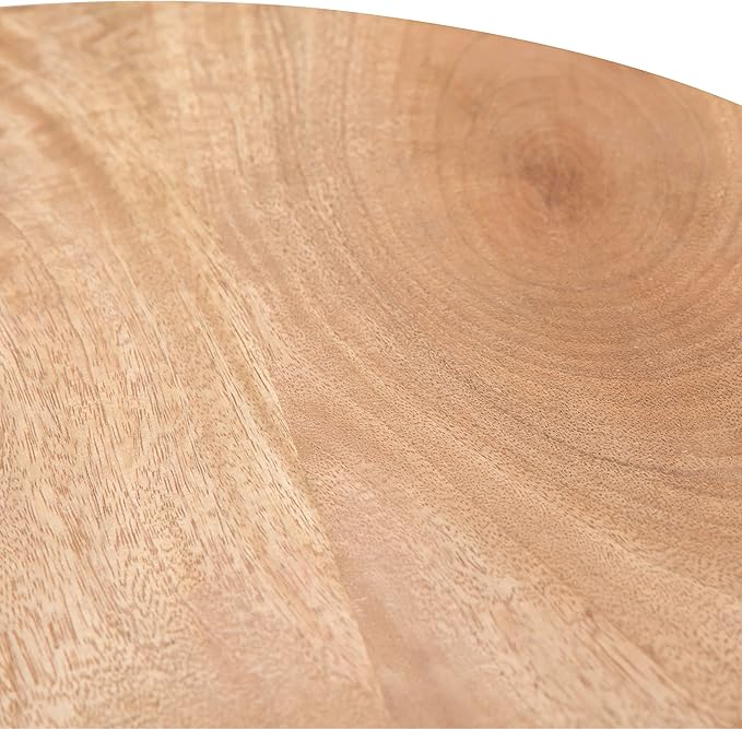 SIMPLIHOME Demy 18-inch Wide Metal and Solid Mango Accent Table in Natural/Black, Round Side Table with Mango Wood Top for Living Room or Bedroom, Industrial Style, Assembled