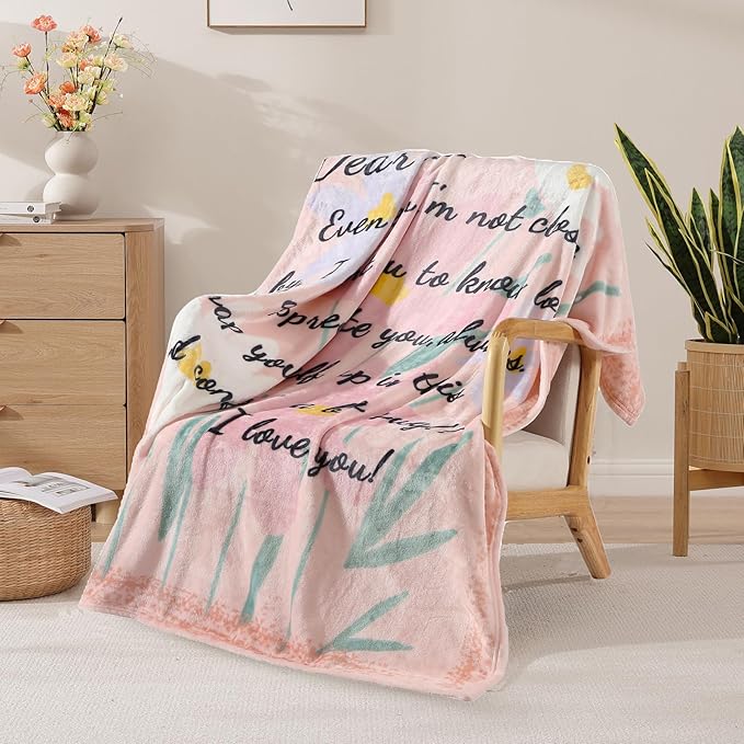 Geniospin Throw Blanket Gifts for Sister, Dear Sister Blanket for Birthday Presents, Super Soft Flannel Throw Blanket for Christmas for Couch Bed Sofa, Warm and Cozy