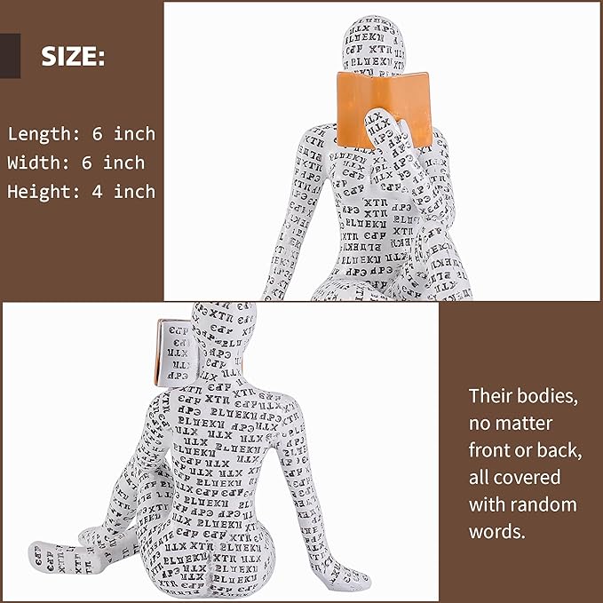 GRAPMKTG Home Decor Pulp Reading Women Thinker Statue Aesthetic Sculpture Room Decor Modern Abstract Decoration on Shelf Table Desk for Living Room Office Bedroom K