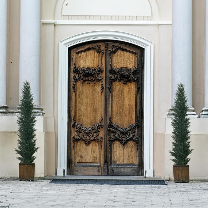 2 Packs 5ft Artificial Cedar Topiary Trees - Fake Boxwood Topiary Cypress Trees Potted Plants, Artificial Plants Shrubs for Home Indoor Outdoor Garden Porch Decor