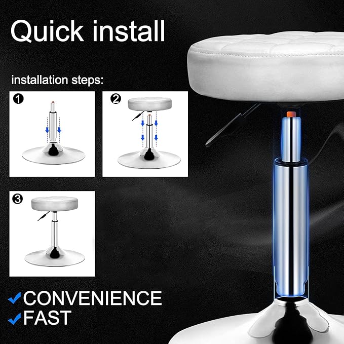 QiCheng&LYS Adjustable Height Sit Stand Round Office Stool Chair for Office Home Kitchen Wheelless Beauty Slip Stool (White)