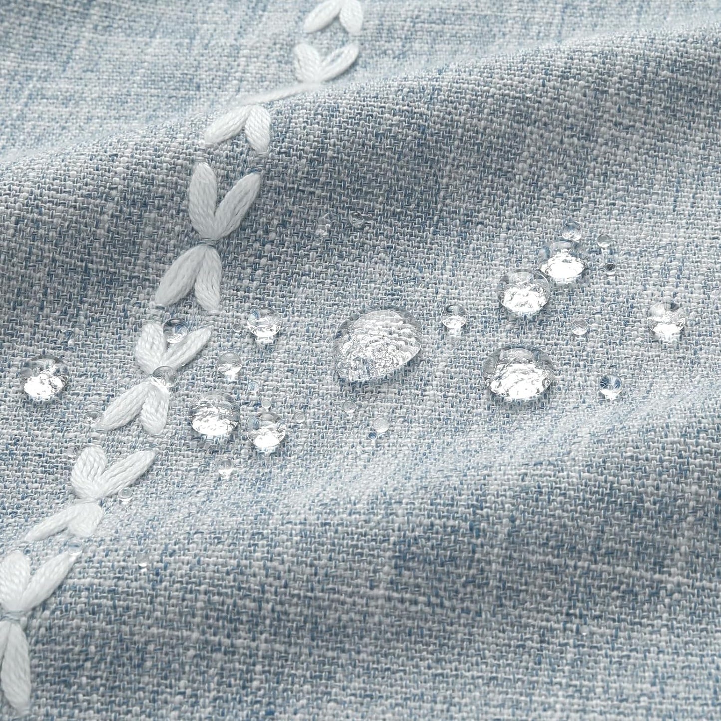 MitoVilla Boho Long Shower Curtain 72 x 78, Blue Farmhouse 78 inch Long Polyester Linen Fabric Shower Curtains with Tassel for Chic Cottagecore French Rustic Bathroom Decor