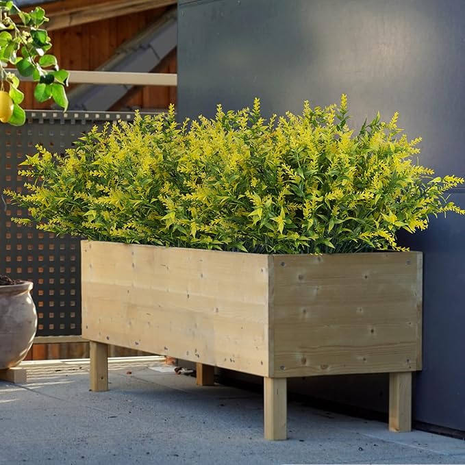 RECUTMS 12 Bundles Artificial Flowers Outdoor UV Resistant Outdoors Fake Plants Faux Plastic Flower in Bulk for Hanging Planters Outside Porch Vase Home Window Decoration,Spring Decorations(Yellow)