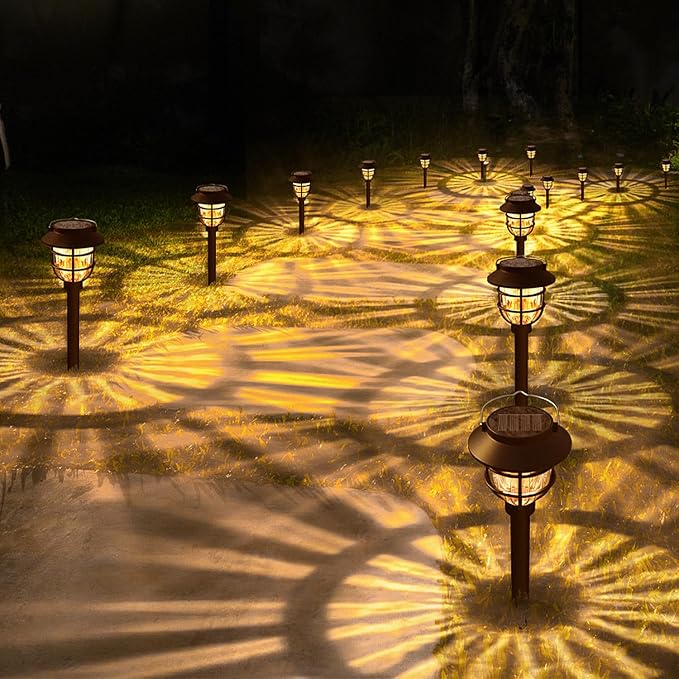 10 Pack Solar Pathway Lights Outdoor- Bright Solar Powered Garden Light with 3000K Warm LED, Auto On/Off Waterproof Path Lights Decorative, Landscape Lighting for Yard Patio Walkway Driveway