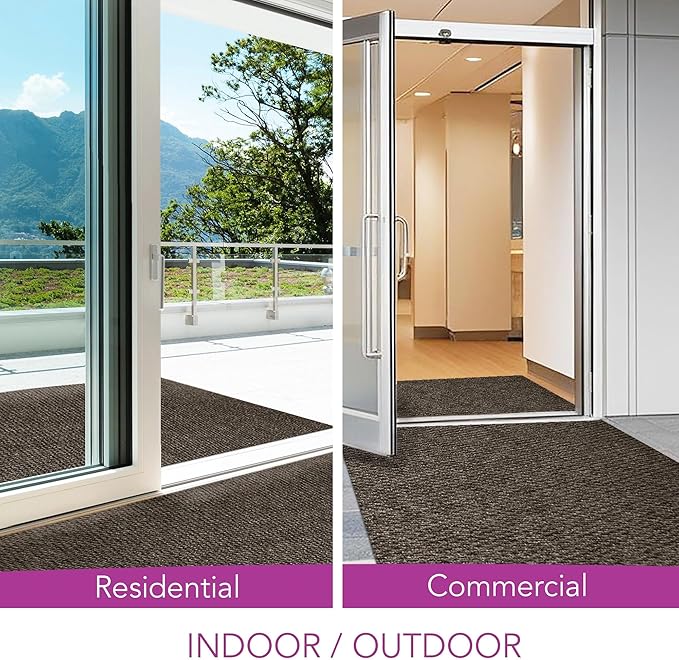 iCustomRug Spartan Weather Warrior Indoor/Outdoor Utility Berber Loop Carpet Runner with Non-Slip Thermoplastic Rubber Backing, 6ft X 42ft in Brown