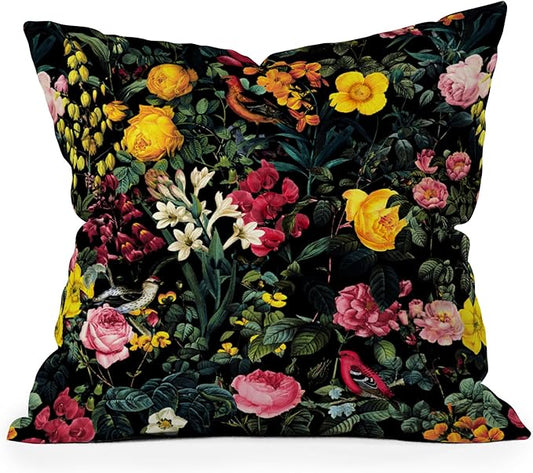 Society6 Floral and Birds Pattern Throw Pillow Insert-Home Decor by Burcu Korkmazyurek, 18" x 18"