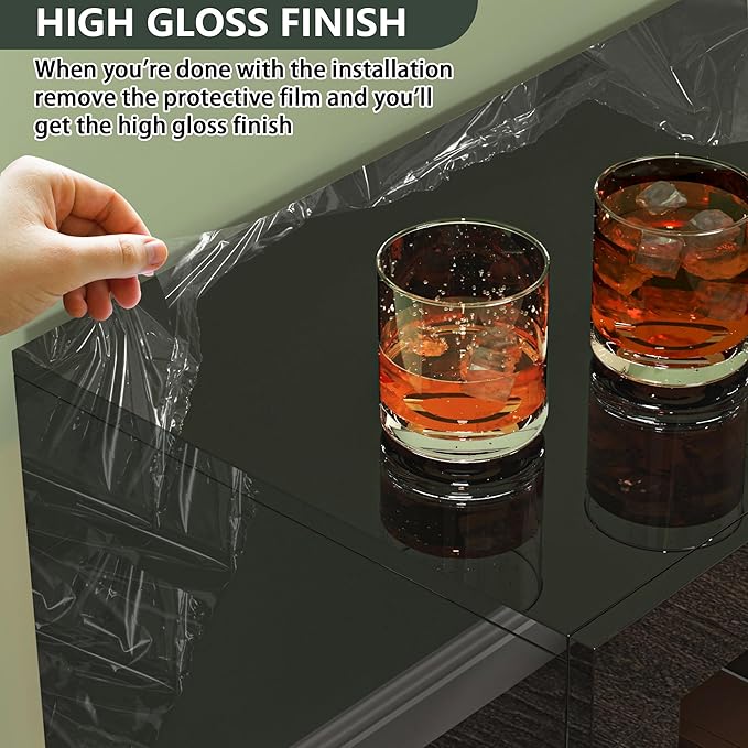 Clikuutory Modern LED Black 67 inch TV Stand with Power Outlet and Large Storage for 40 50 55 60 65 70 75 Inch TVs, Wood TV Console with High Glossy Entertainment Center for Living Room, Bedroom