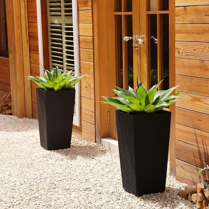 Artificial Plants 27 Inch Fake Agave Succulent Plant UV Resistant Big Size Faux Succulents Stems for Indoor Outdoor Realistic Home Decor Plants for Home Office Housewarming 2 Pack