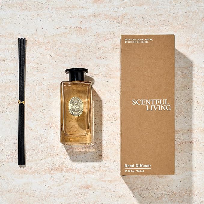 M&SENSE 10.14 oz Large Reed Diffuser Set | Pumpkin Apple Pie Scent Oil Diffuser with Sticks | Hotel Collection Non-Toxic Essential Oil |for Bedroom Bathroom Living Room