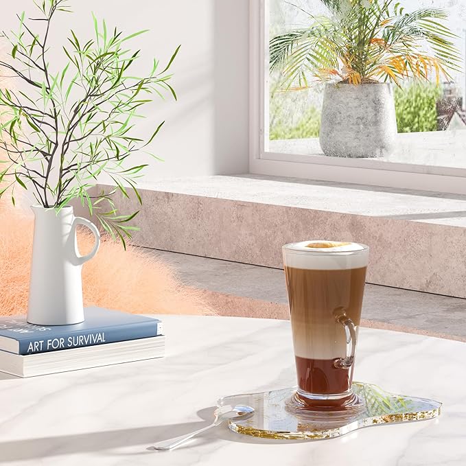 Acrylic 2Pcs/Set Coaster Decorative Plates,Gold Bar Drink Coaster, Clear Cloud Shape Coffee Cup Coaster, Perfect for Tabletop Protection and Accessories Display.(Gold)