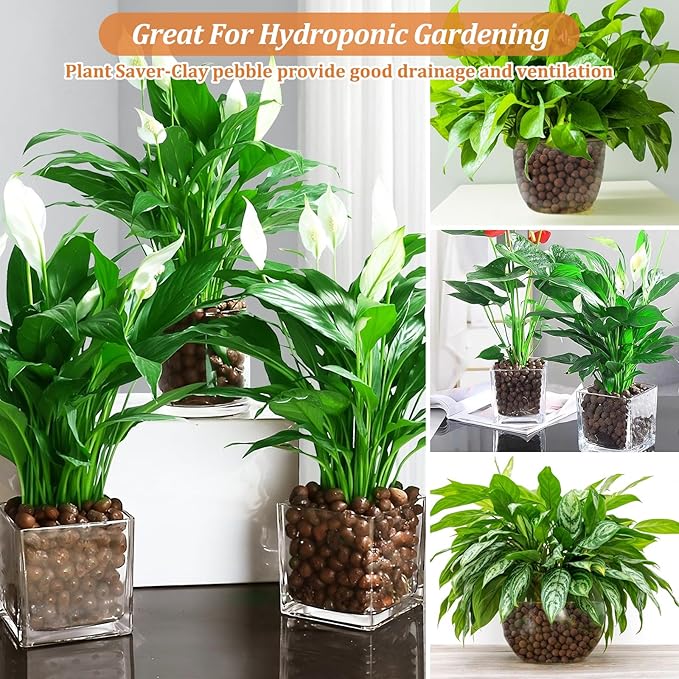 Riare 10 LBS Organic Expanded Clay Pebbles - 4mm-16mm Natural Leca Balls Lightweight Hydroponic Clay Pebbles Aggregate for Indoor Plants, Hydroponic Growing, Plants Drainage, Aquaponics