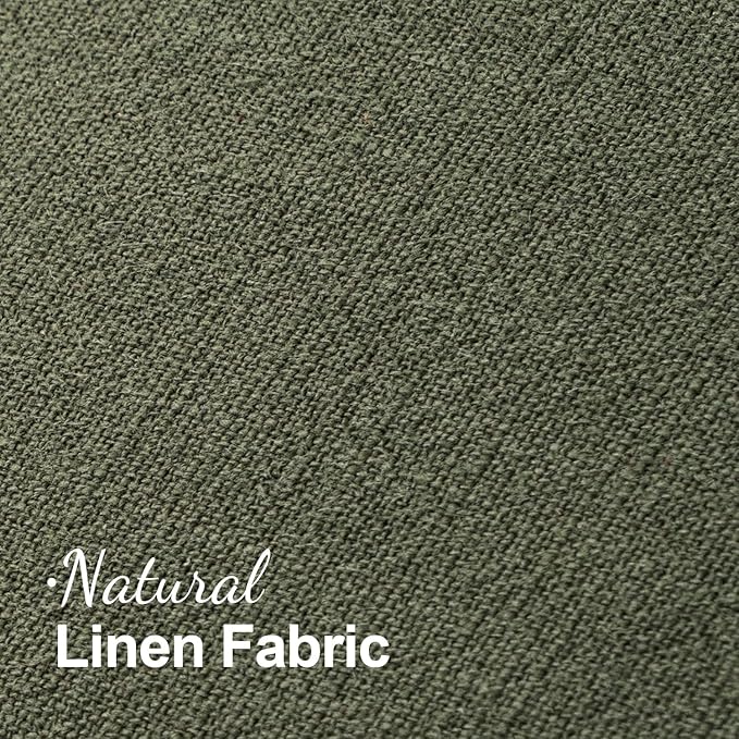 MIULEE Decorative Throw Pillow Covers Neutral Linen Fringe Throw Pillows Euro Shams Set of 2 Olive Green Boho Farmhouse Cushion Covers for Couch Sofa Bed Living Room Spring Home Decor 28x28 Inch