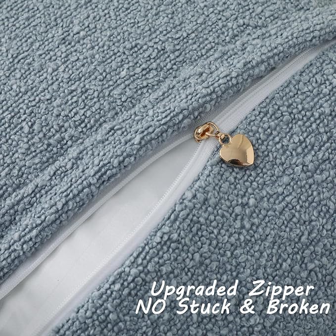 FUTEI Pack of 2 Dusty Blue Decorative Throw Pillow Covers 24x24 Inch Soft Cozy Solid Boucle Textured European Cushion Case,Modern Home Decor for Couch Bed Living Room