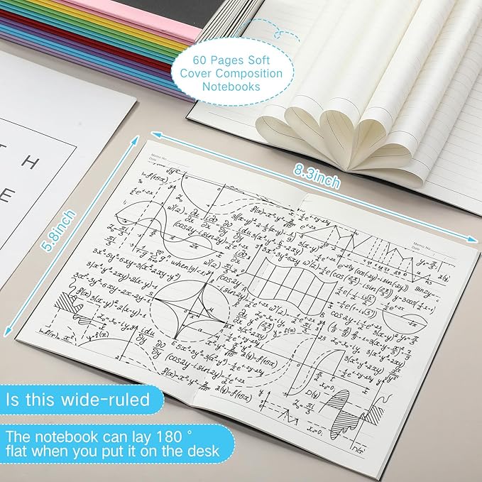 Handepo 100 Pack Composition Notebooks A5/A6 Ruled Lined Composition Kraft Notebooks Bulk Soft Cover Journals Travel Diary Memo for Students Classroom Office Supplies(A5,Novel Color)