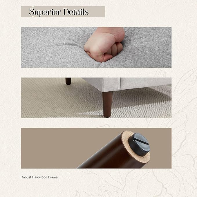 Mid-Century Accent Chair,Modern Linen Fabric Armchair for Living Room,Comfy Upholstered Reading Accent Chairs for Bedroom,Single Sofa Chair with Wood Legs (Light Grey, 2 Pack)