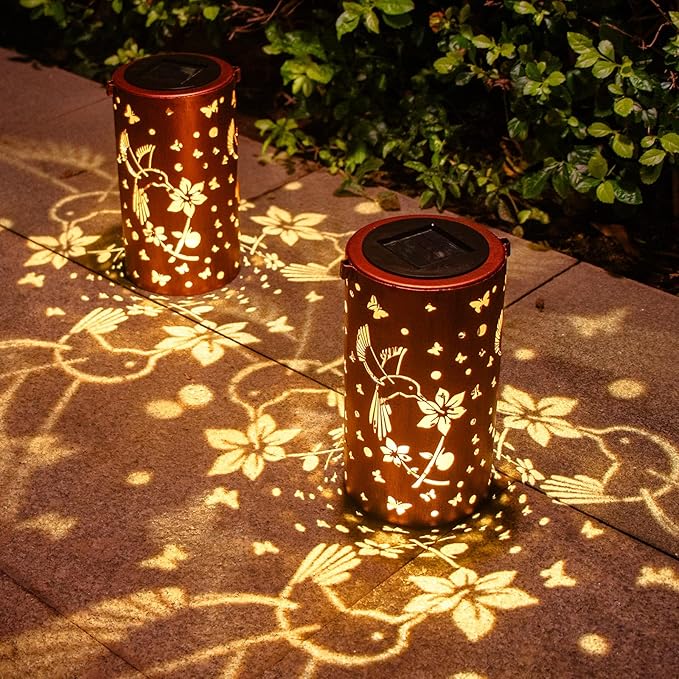Christmas Gifts for Women, 4 Pack Solar Lanterns Outdoor Waterproof Hummingbirds Birthday Gifts for Women Mom Grandma Garden Decor Hanging LED Decorative Light for Patio Yard Lawn Gardening Gifts