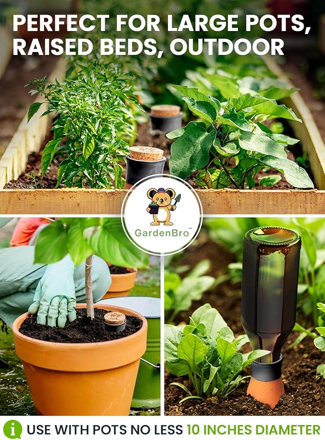 4 Pcs Ollas Terracotta Watering Pots Large - 14 Oz Self Watering Planter Insert Olla Watering System for 1-Week Easy to Refill - Clay Plant Watering Globes for Outdoor & Indoor Plants [4, Black]