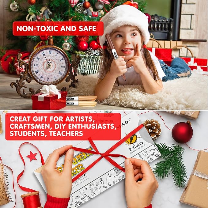 SFAIH 24 Skin Tone Permanent Markers - Assorted Portrait Colors, Fine Point Permanent Markers for Portrait, Figure, Animals, Trees Painting, Coloring Book, Decorate Wood, Quick Drying, Fade Resistant