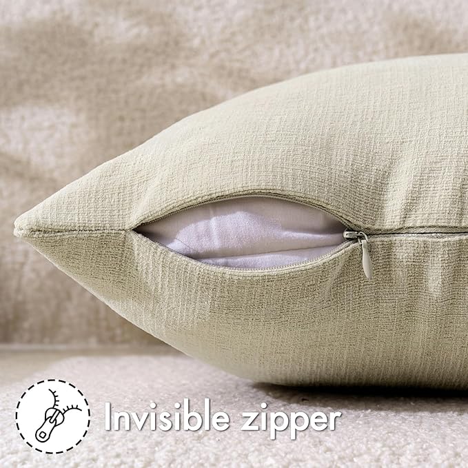 MIULEE Cream Red Couch Pillow Covers 20x20 Inch, Set of 2 Soft Chenille Decorative Square Throw Pillow Covers Farmhouse for Sofa Living Room Bed