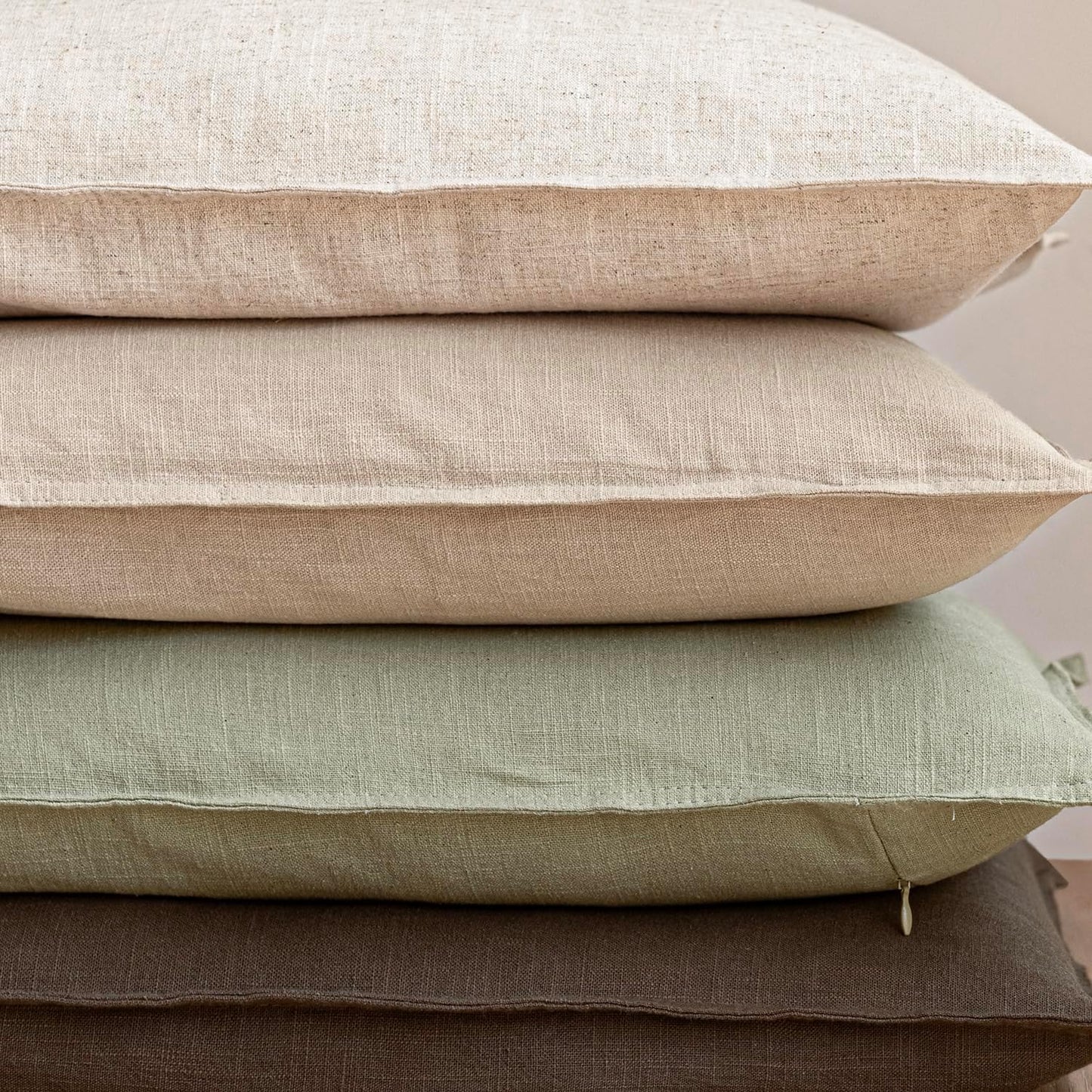 Foindtower Pack of 2, Decorative Linen Solid Throw Pillow Covers Soft Accent Cushion Case Boho Farmhouse Pillowcase for Chair Couch Sofa Bedroom Living Room Home Decor 22 x 22 Inch Light Sage Green