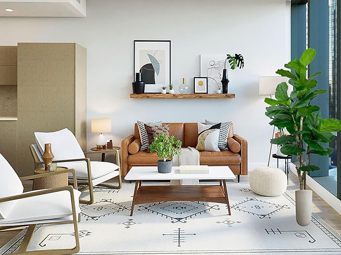 Cypress & Alabaster Handmade 6ft Oversized Fiddle Leaf Fig Ficus Lyrata Artificial Tree with Ethically Sourced Real Wood Trunks, Hypoallergenic, 6-Foot, Green