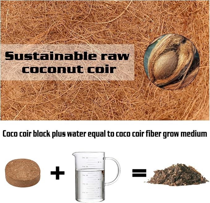 ZeeDix 50pcs(50mm) Coco Coir Pellets Potting Soil Indoor Plants, Compressed Coconut Coir Soil Pellets Seed Starting Pellets Discs for Planting Flowers Bonsai Herbs Plants and Vegetables