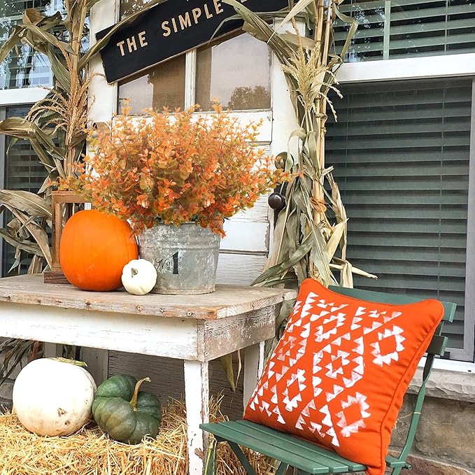 10 Bundle Artificial Fall Boxwood No Fade Faux Autumn Plants