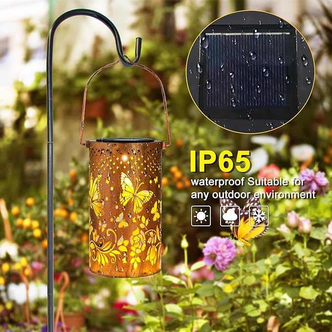 Christmas Gifts for Women, 2 Pack Butterfly Birthday Gifts for Women Mom Grandma Solar Lanterns Outdoor Waterproof Garden Decor Hanging LED Decorative Light for Patio Yard Lawn Gardening Gifts