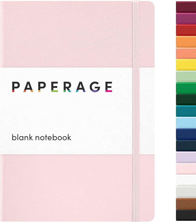 PAPERAGE Blank Journal Notebook, (Blush), 160 Pages, Medium 5.6 in x 8 in - 100 GSM Thick Paper – Hardcover Journaling Notebook for Work, School, Note Taking or Sketching