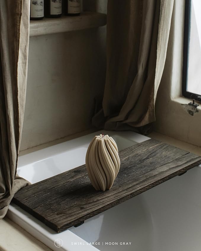 LAWA Swirl Candle - Large Beautiful Handmade Pillar Scented Soy Wax Twirl Elegant Bubble Aesthetic Candle Housewarming Gift Home Room Shelf Decor Idea Spiral Moon Gray (Large)